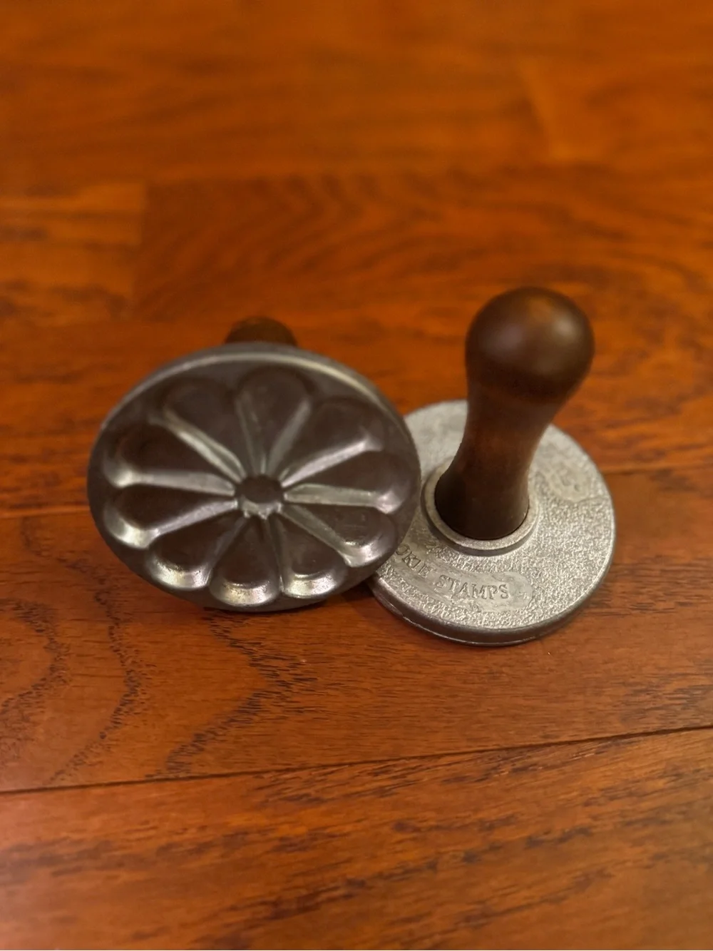 Nordic Ware Vintage Cast Aluminum Cookie Stamps | Wooden Handles Set of 4